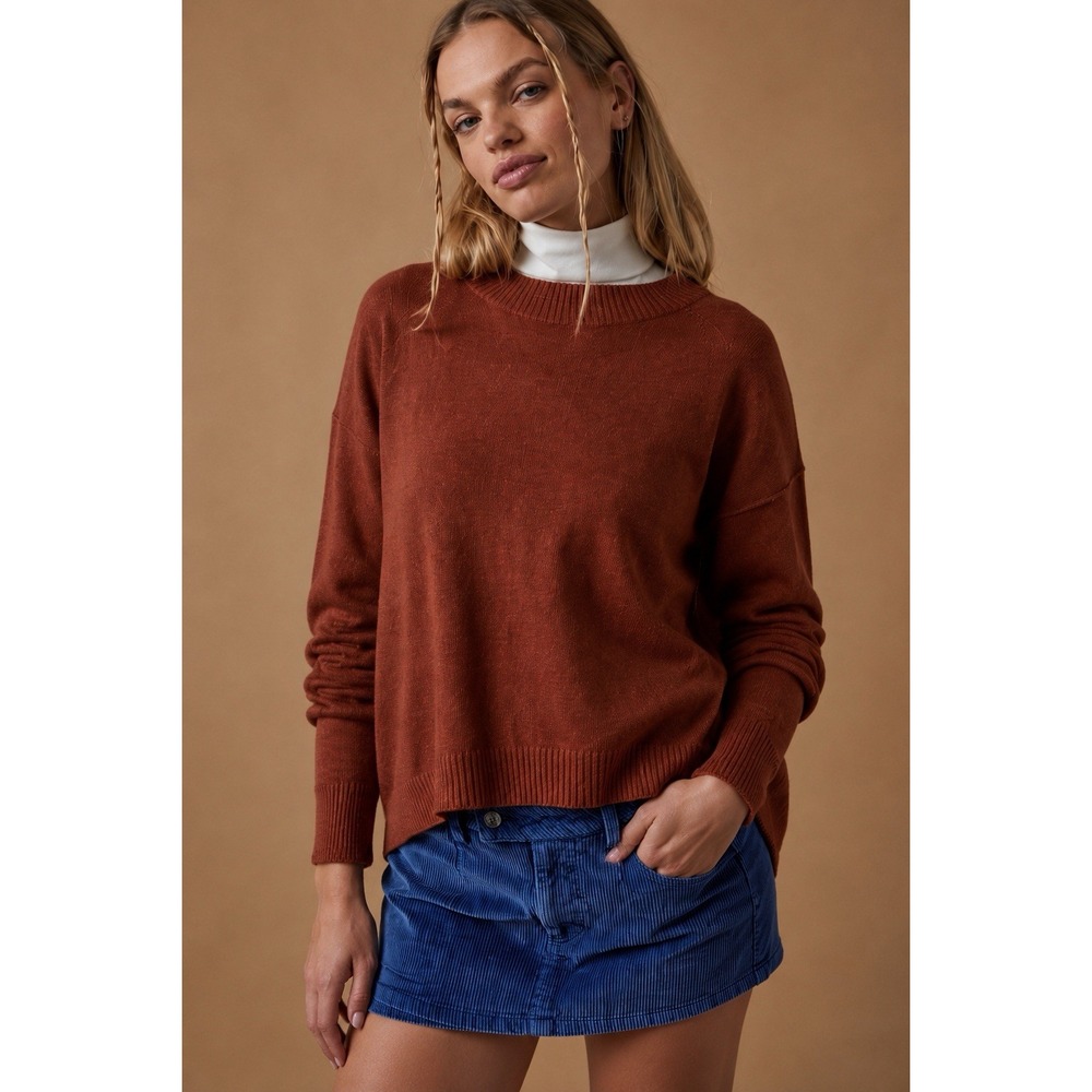 Free People Mila Cashmere Pullover Sweater M Brown 100% Cashmere Oversized
